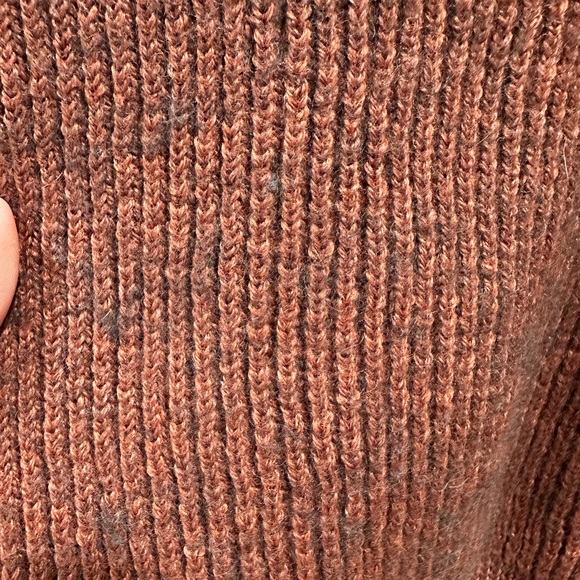 Ichi Denmark Wool Blend Rust gray Ribbed Knit Sweater balloon long sleeve brick - Picture 3 of 6
